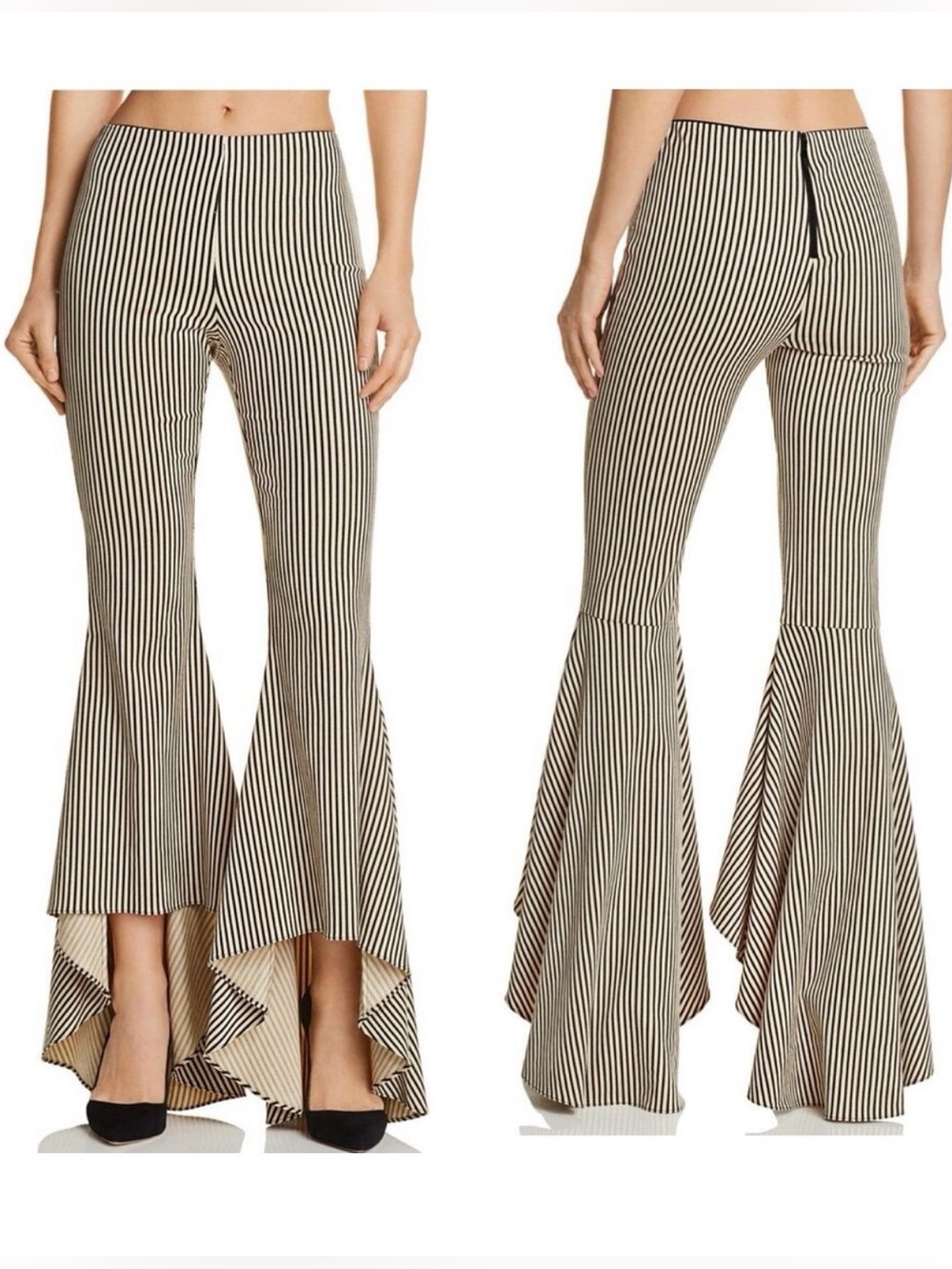 Alice + Olivia Jinny Striped High-Low Flared Pants Bell Bottom High Rise Size 0